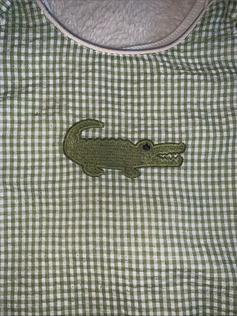 Lil Cactus Green Alligator Gingham Bubble Romper 6-12M EUC